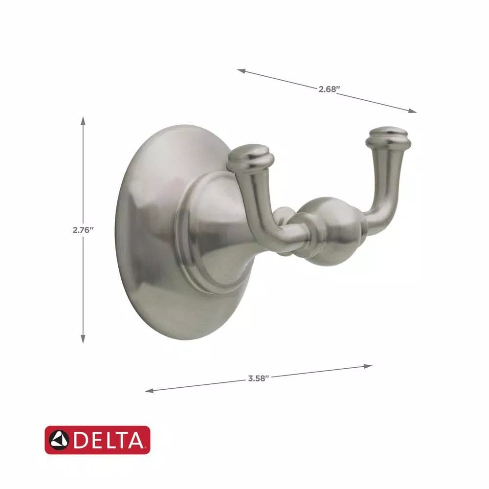 Delta Greenwich II Double Prong Towel Hook, SpotShield Brushed Nickel