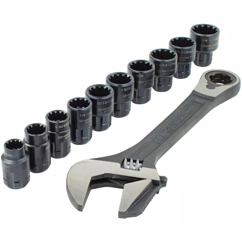 Crescent 11-Piece 3/8 in. Drive Pass-Thru Adjustable Wrench Set with Universal Sockets