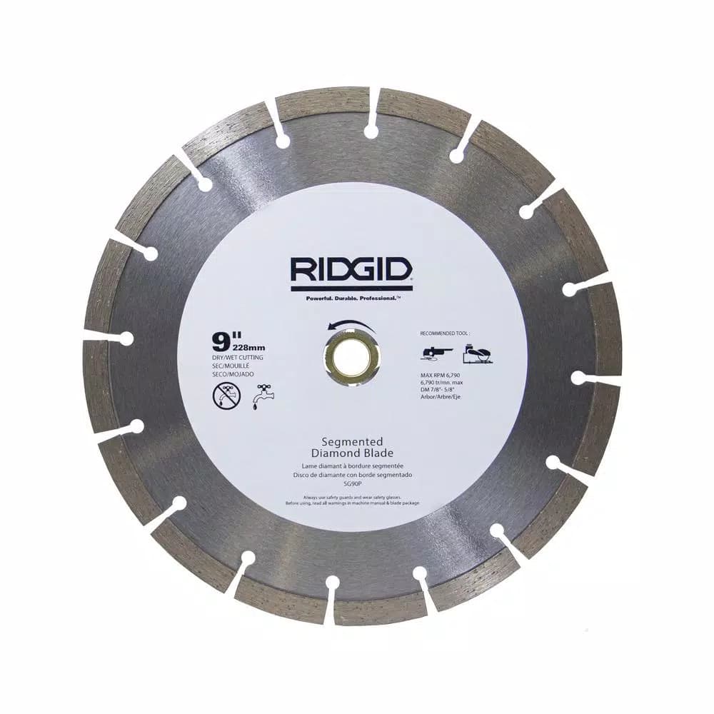 RIDGID 9 in. Segmented Diamond Blade for Concrete, Brick, and Masonry