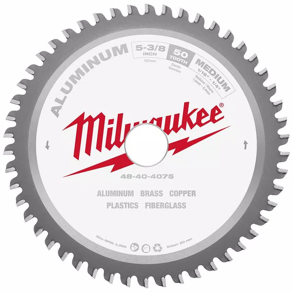 Milwaukee 5-3/8 in. 50T Carbide Aluminum and Metal Cutting Circular Saw Blade