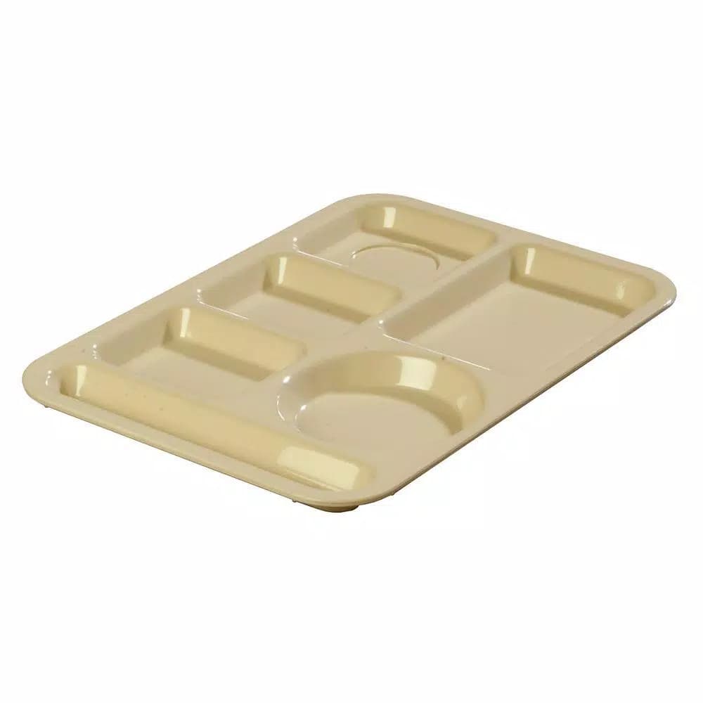 Carlisle 6-Compartment ABS Plastic Serving Trays, Tan, 13.87 x 9.87 in. (Case of 24)