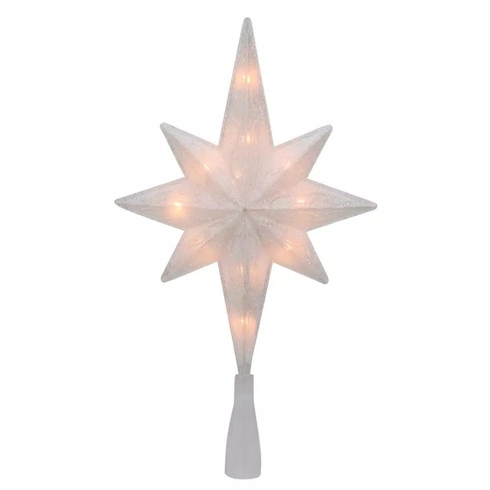 Northlight Frosted Bethlehem Star Christmas Tree Topper with Gold Scrolling Design and Clear Mini Lights