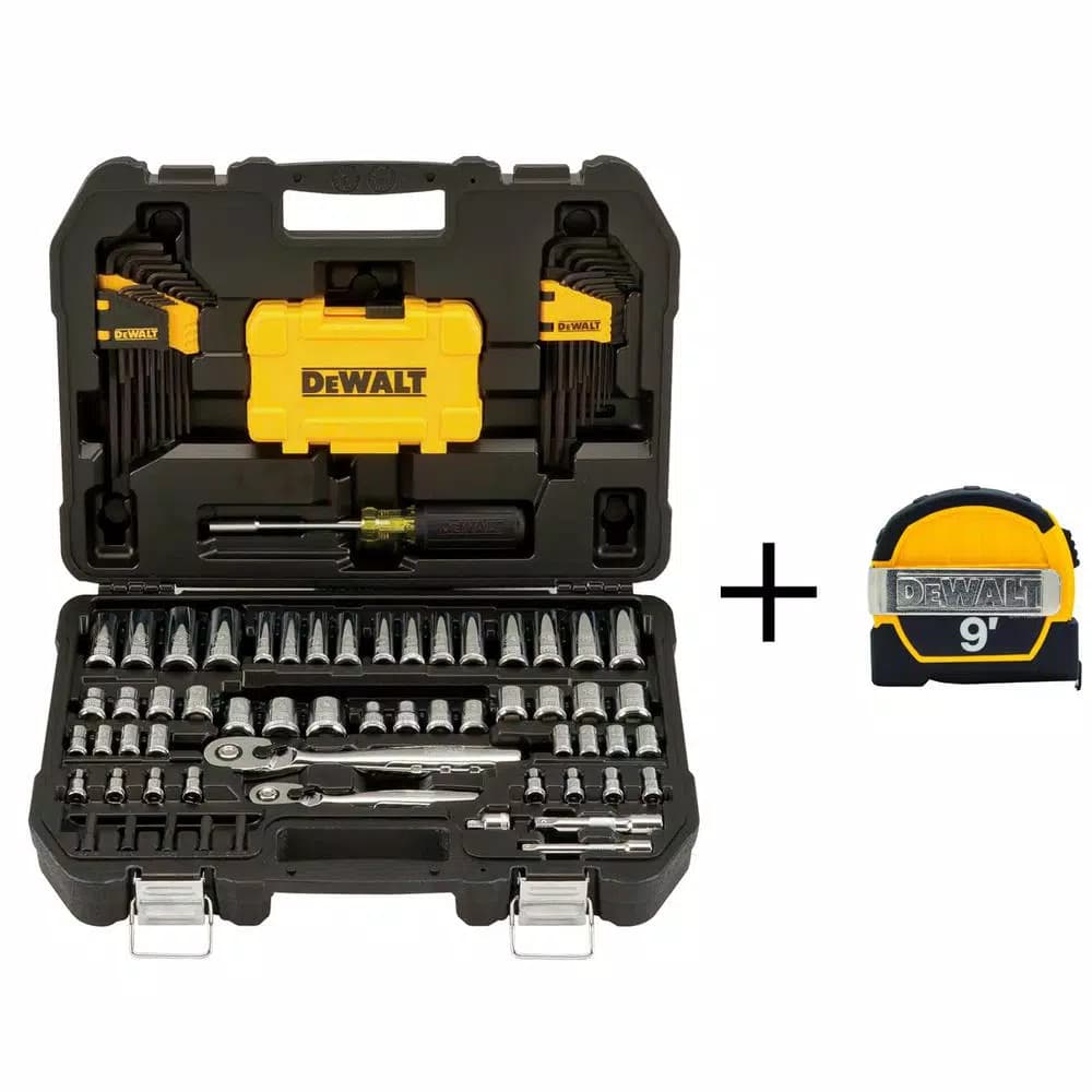 DEWALT 108-Piece Mechanics Tool Set with 1/4 in. and 3/8 in. Drive Ratchets and 9 ft. Tape Measure