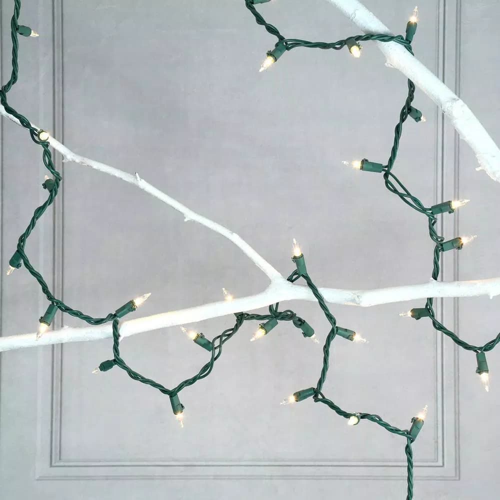 LUMABASE 200-Light Clear Mini String Lights, Warm White Incandescent, Green Wire, Indoor/Outdoor