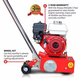 Unbranded JXSCAR-8H Concrete Scarifier Planer with 5.5 HP Honda Engine and Tungsten Carbide Teeth thumbnail 3