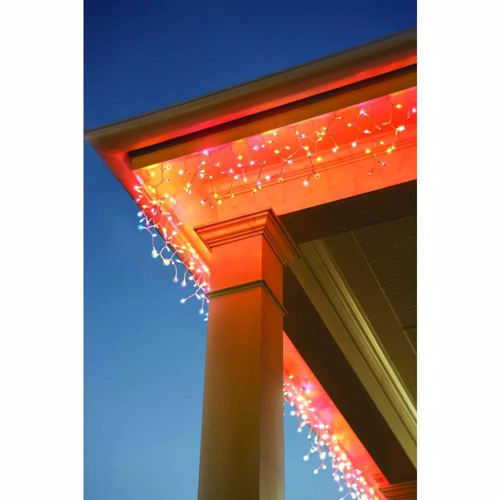 Home Accents Holiday 8 ft. 110-Light LED Multi-Color Smooth Mini Solar Icicle Lights