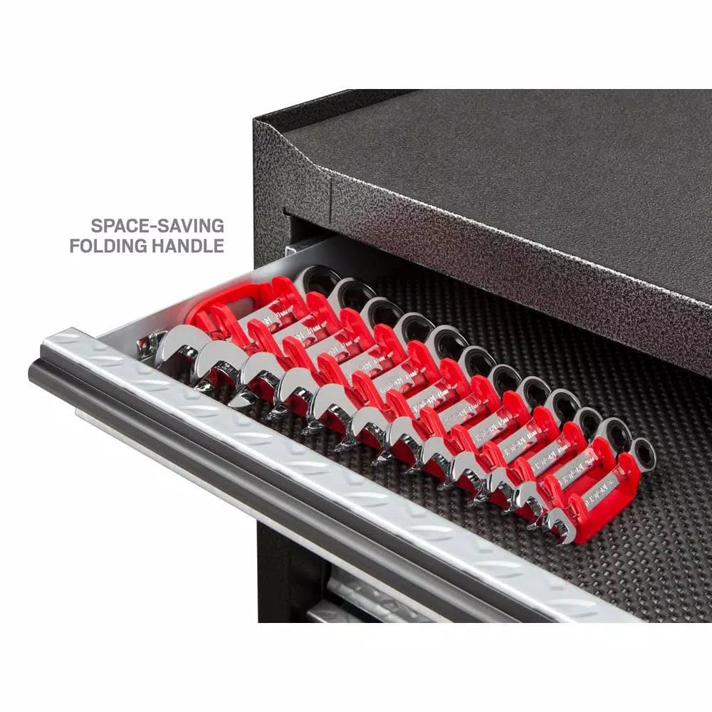 TEKTON 12-Piece Metric Stubby Ratcheting Combination Wrench Set, 8-19 mm