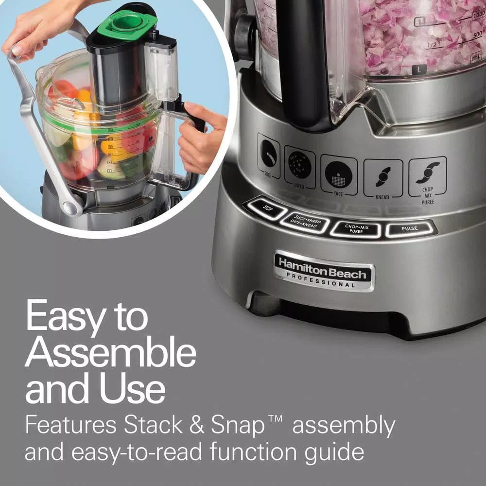 Hamilton Beach Professional 14-Cup Dicing Food Processor, 600W, Grey