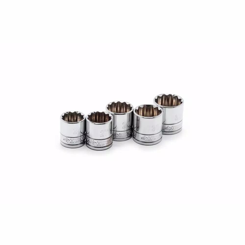 Husky 1/2 in. Drive X-Large 12-Point Socket Set, SAE and Metric, 10-Piece
