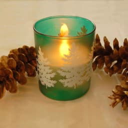 LUMABASE LED Wax Candle in Green Pine Glass, Set of 2 thumbnail 4