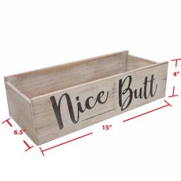 Admired By Nature Nice Butt Rustic Wooden Bathroom Decor Box, Farmhouse Toilet Tank Organizer Tray thumbnail 2