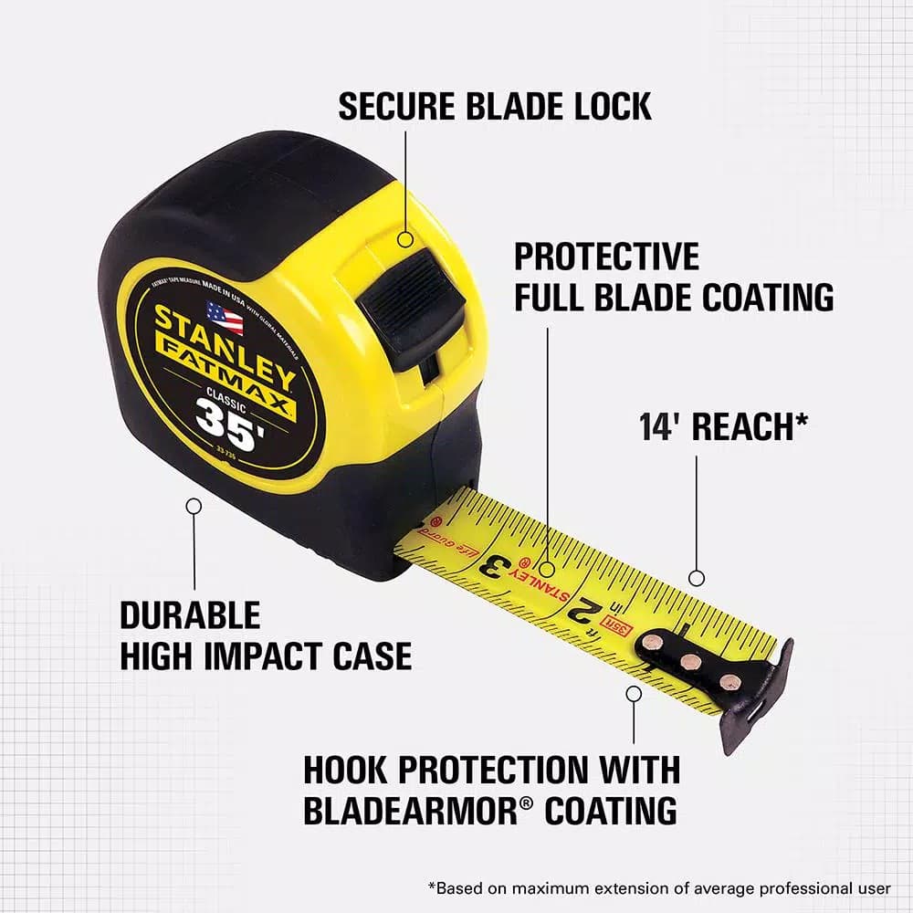 STANLEY FATMAX 35 ft. Tape Measure with 14 ft. Standout and BladeArmor