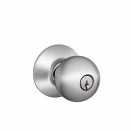 Schlage Orbit Satin Chrome Keyed Entry Door Knob, ANSI Grade 1 thumbnail 1