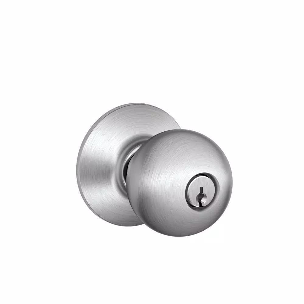 Schlage Orbit Satin Chrome Keyed Entry Door Knob, ANSI Grade 1
