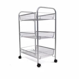 Mind Reader 3-Tier Rolling Silver Metal Mesh Storage Cart with 360° Casters thumbnail 1