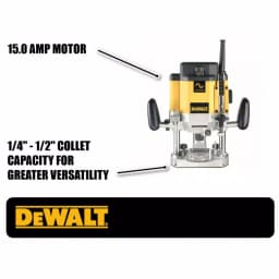 DeWalt 3 HP EVS Plunge Router, 15 Amp, Variable Speed, 1/4 in. and 1/2 in. Collet thumbnail 2