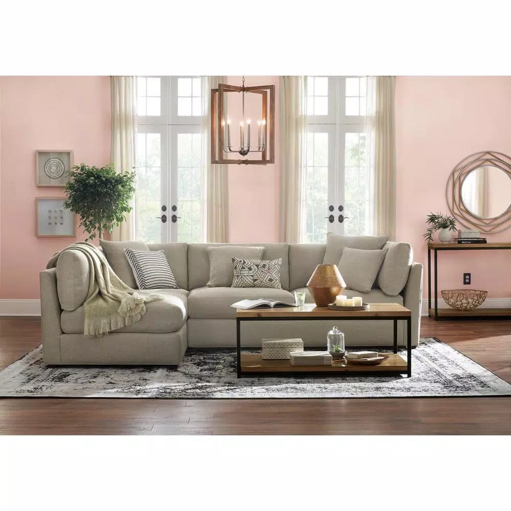 Safavieh Emilia Cream Striped 18 in. x 18 in. Cotton Throw Pillow with Down Alternative Fill