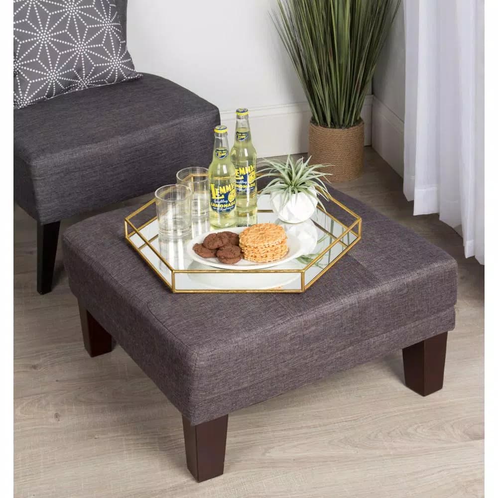 Kate and Laurel Felicia Gold Decorative Hexagon Mirrored Metal Tray