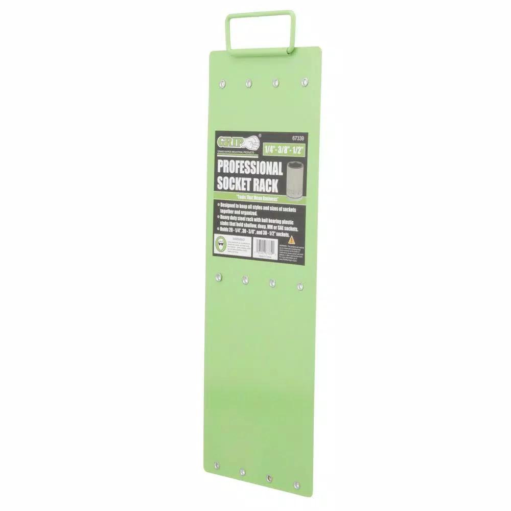 Grand Rapids Industrial Products Professional Heavy-Duty Steel Socket Organizer Rack, Green