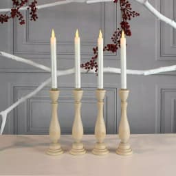 LUMABASE 9.25 in. Flameless Taper Candles with Amber Glow, Off White Plastic (4 Count) thumbnail 2