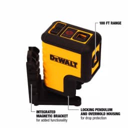 DEWALT 3-Spot Red Self-Leveling Laser Level, 100 ft. Range with Case and Batteries thumbnail 2