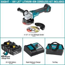 Makita 18V LXT Brushless 4-1/2" / 5" Cordless Angle Grinder Kit with 5.0Ah Batteries and Charger thumbnail 2