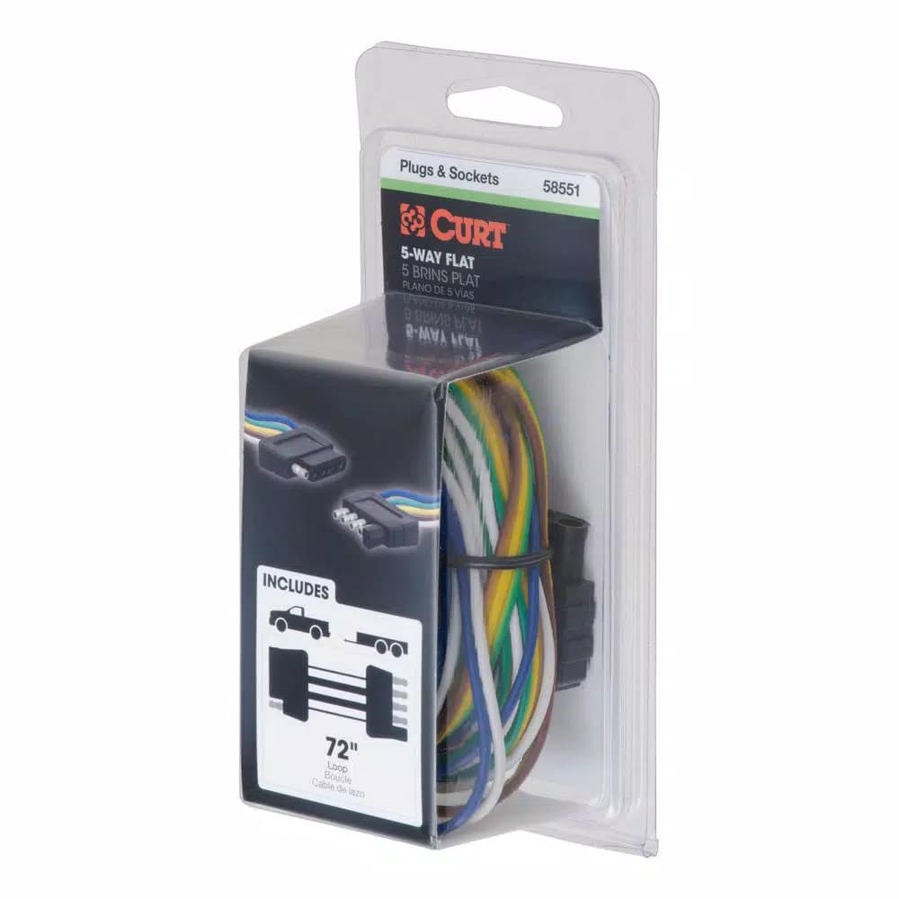 CURT 5-Way Flat Trailer Connector Kit with 72" Color-Coded Wires