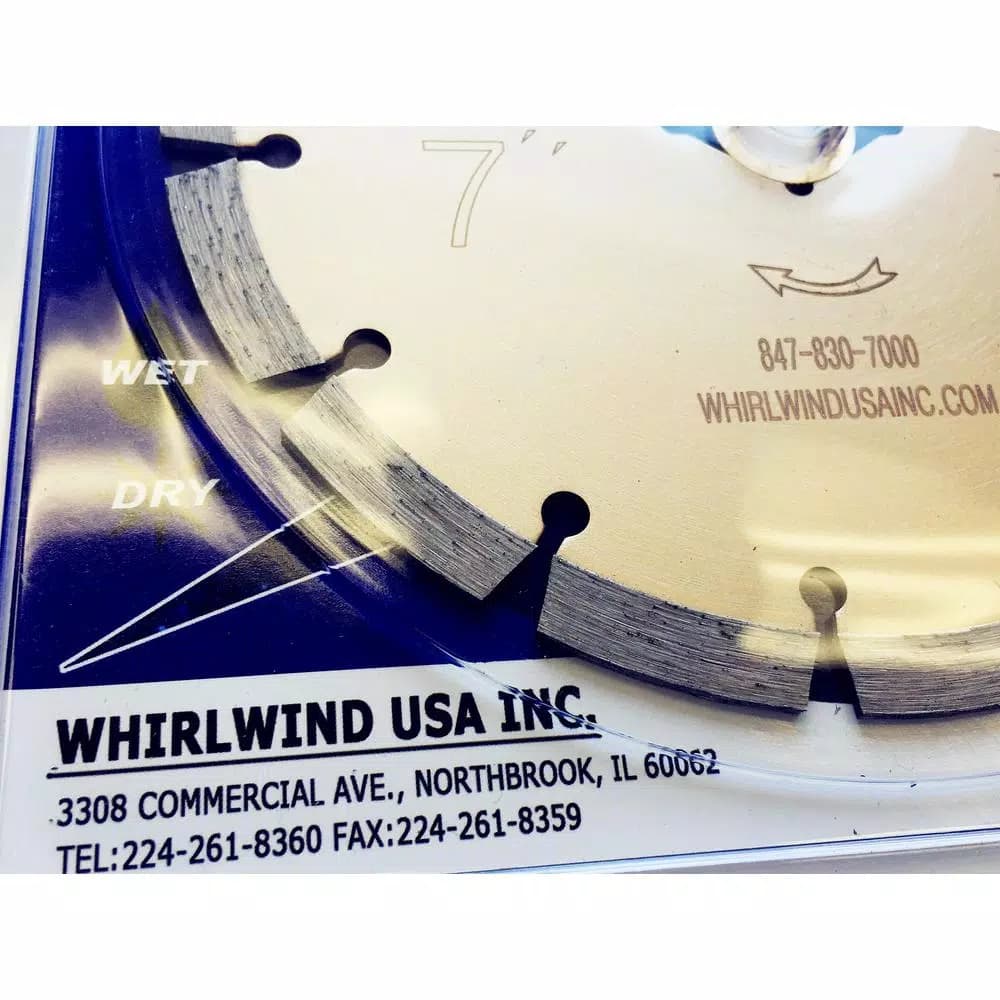 Whirlwind USA 7 in. Segmented Diamond Blade for Concrete, Stone, Brick, and Masonry