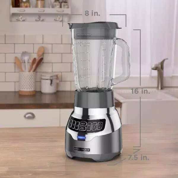 BLACK+DECKER PowerCrush 48 oz. Digital Blender with Quiet Technology, 900W, Silver