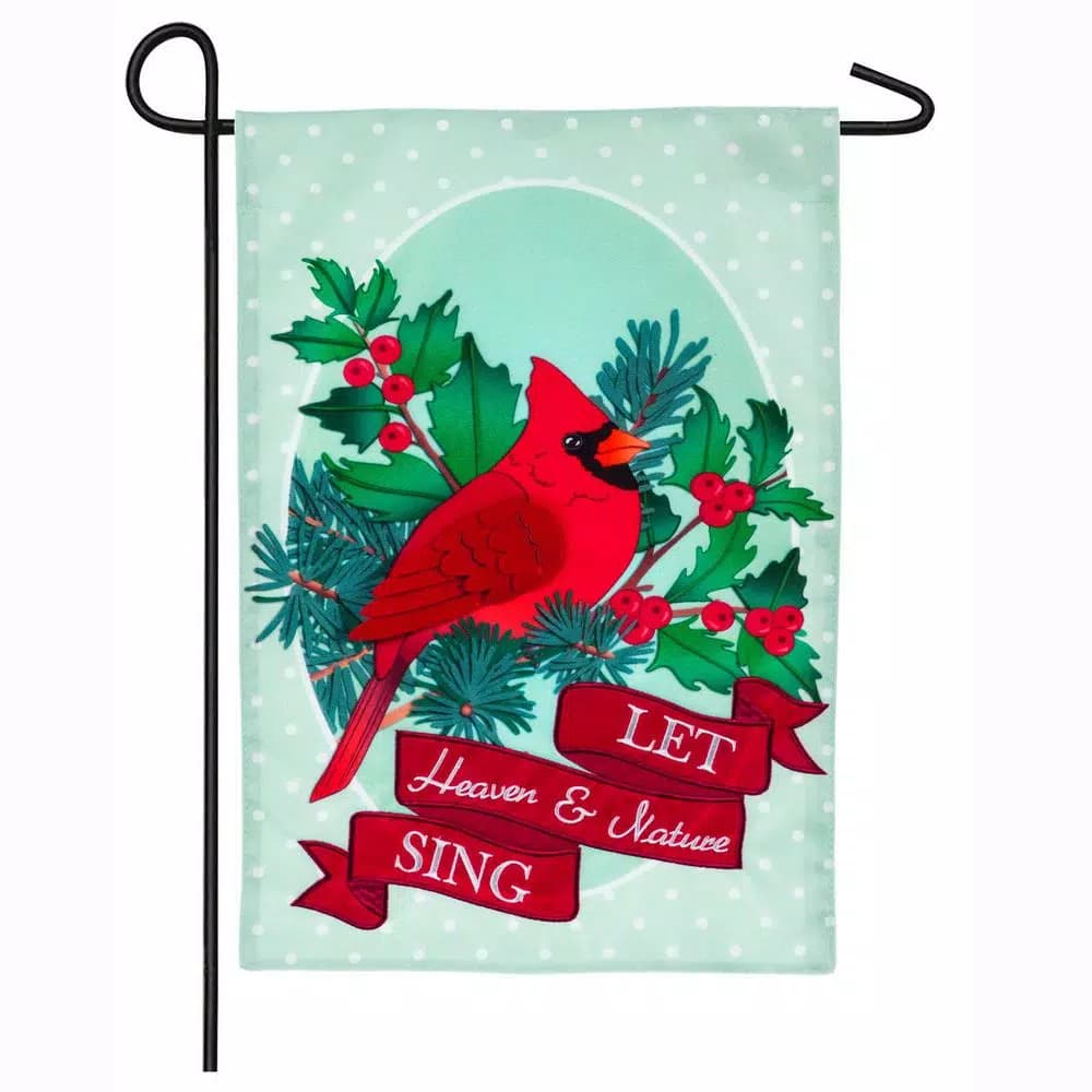 Evergreen Heaven and Nature Cardinal Garden Linen Flag, 18 in. x 12.5 in., Double-Sided Christmas Decor