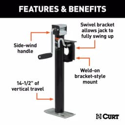 CURT Bracket-Mount Swivel Trailer Jack with Side Handle, 2,000 lbs. Capacity, 15 in. Travel thumbnail 2