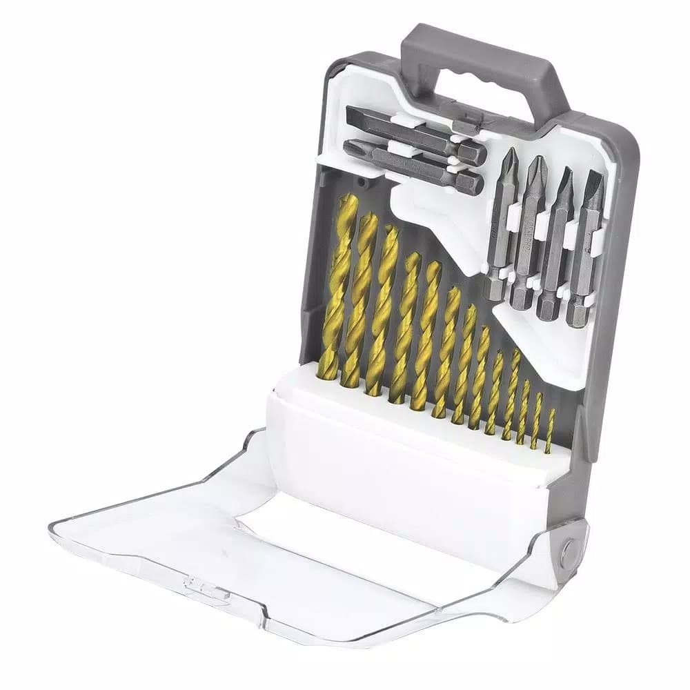 Genesis 19-Piece Titanium-Coated Drill and Driver Bit Set with Hex Shank