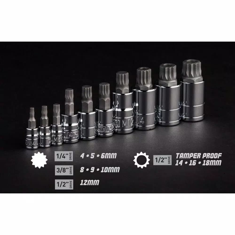 Capri Tools XZN Triple Square Bit Socket Set, 10-Piece Metric Set for European Vehicles