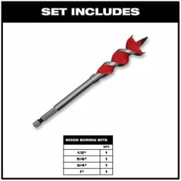 Milwaukee SPEED FEED Self-Feeding Auger Wood Drilling Bit Set, 4-Piece thumbnail 2