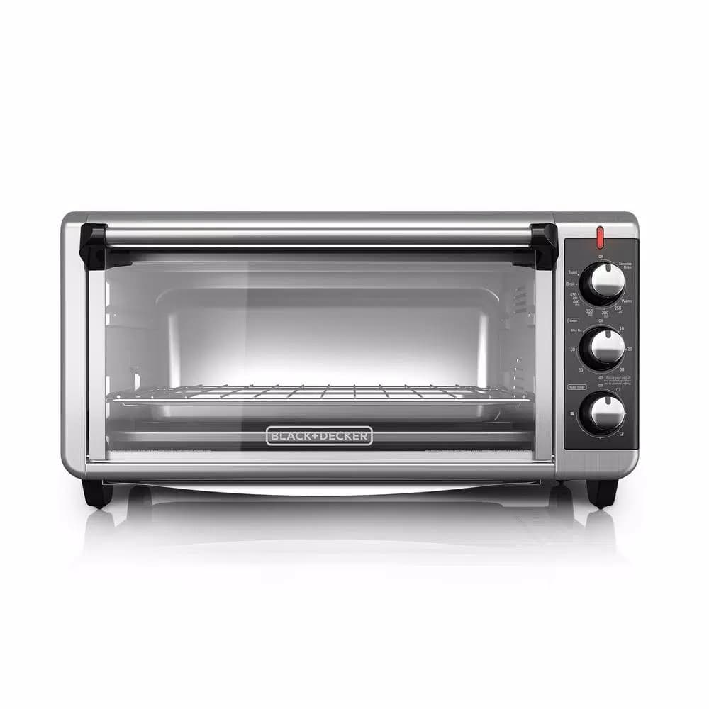 BLACK+DECKER 1500W 8-Slice Stainless Steel Convection Toaster Oven with Broiler