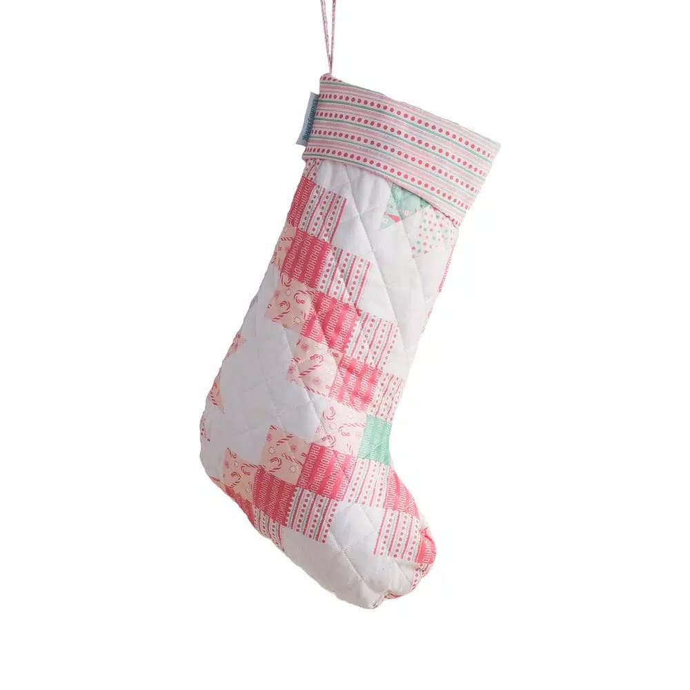 Country Living 17.5 in. Blush Retro Star Christmas Stocking - Vintage Inspired Microfiber