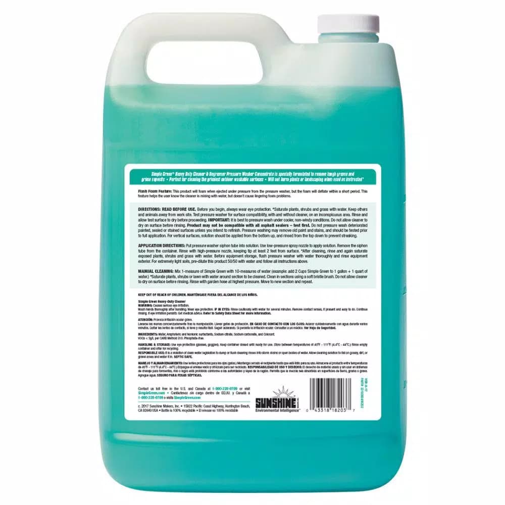 Simple Green Heavy-Duty Cleaner and Degreaser Pressure Washer Concentrate, 1 Gal.