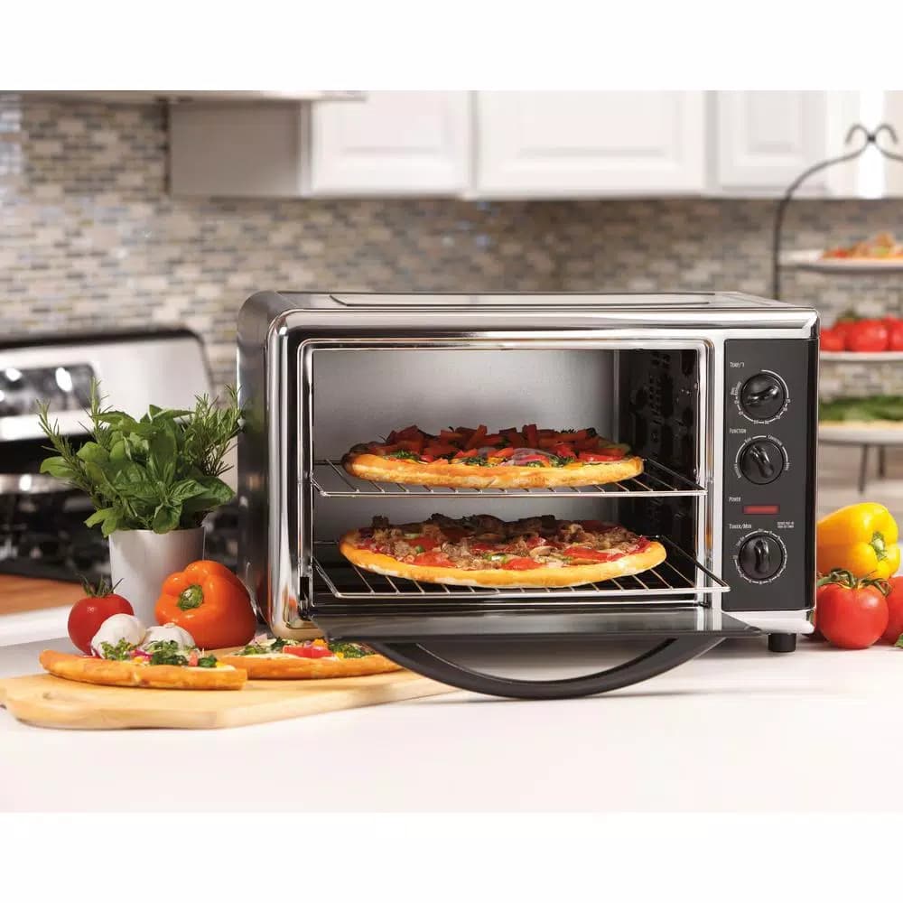 Hamilton Beach 1500-Watt 12-Slice Countertop Convection Toaster Oven with Rotisserie, Black