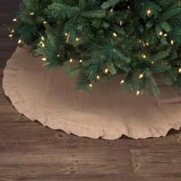 VHC Brands 48 in. Jute Burlap Natural Tan Rustic Holiday Tree Skirt with Flannel Lining thumbnail 3
