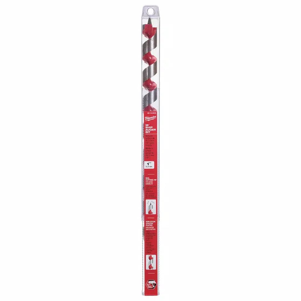 Milwaukee 1 in. x 18 in. High Speed Steel Ship Auger Bit for Wood