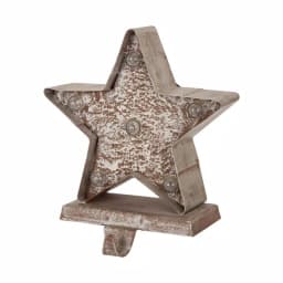 Glitzhome 7.5 in. Marquee LED Lighted Star Christmas Stocking Holder, Gold thumbnail 7