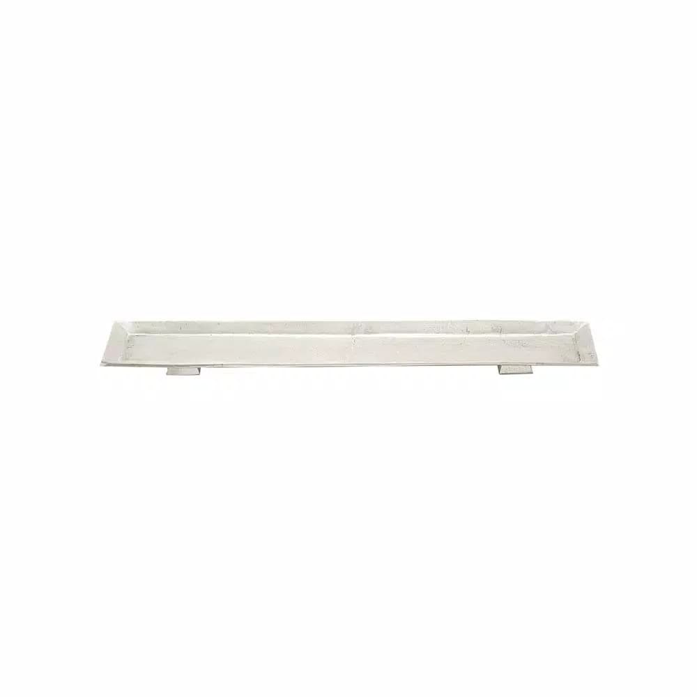 LITTON LANE 35" Silver Rectangular Aluminum Footed Serving Tray with Distressed Texture