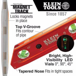 Klein Tools 9 in. Lighted Rare Earth Magnet Torpedo Billet Aluminum Level thumbnail 2