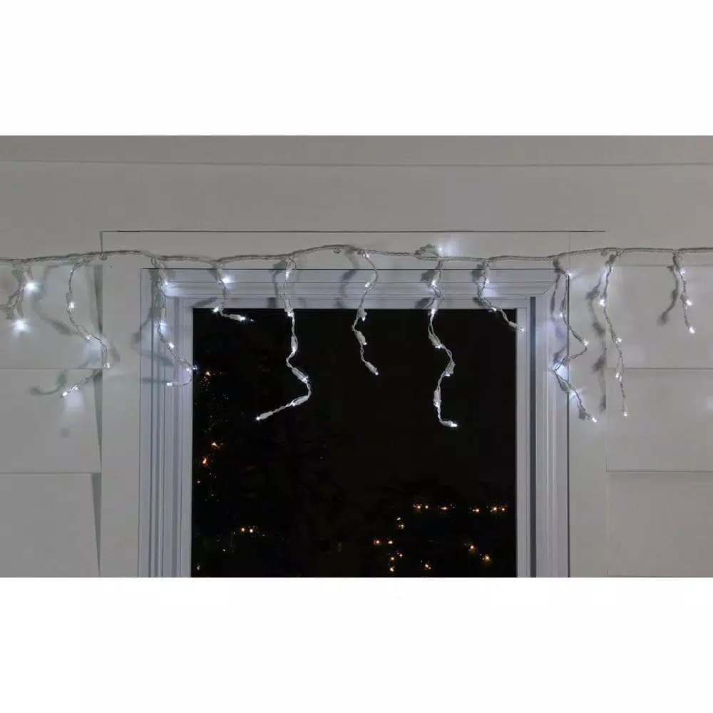 Northlight 100-Light Pure White LED Icicle Lights, 6.75 ft. Wide Angle, Indoor/Outdoor