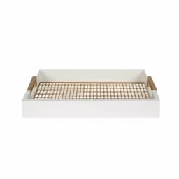 Kate and Laurel Hanneli White and Gold Decorative Tray Set of 2, Wood and Perforated Metal thumbnail 4