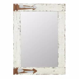 Aspire Home Accents Pueblo Distressed White Wood Frame Accent Mirror with Rustic Arrow Hinges and Hooks thumbnail 2