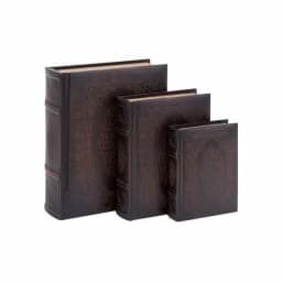 LITTON LANE Vintage Rectangular Wood and Faux Leather Flourished Book Boxes, Set of 3 thumbnail 2