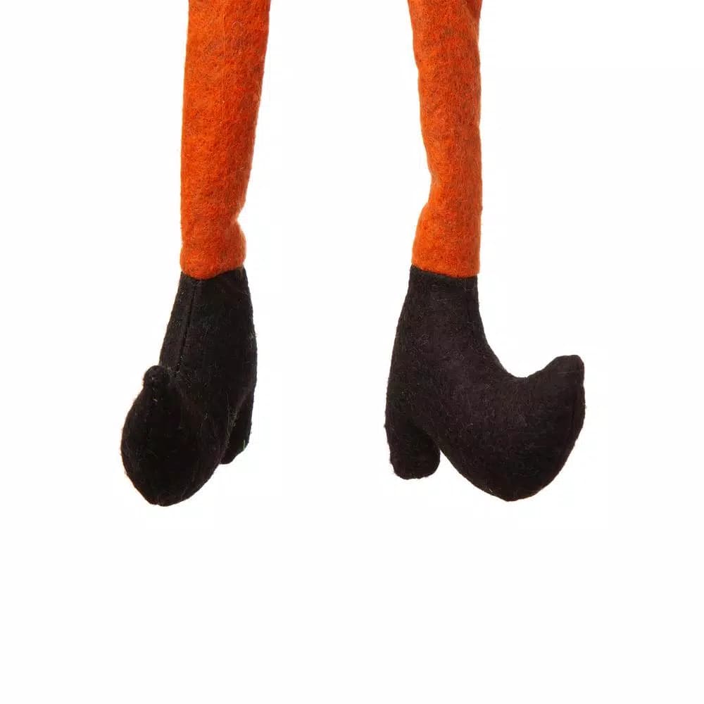 Glitzhome 20 in. Halloween Fabric Gnome Sitter Decor with Posable Hat and Faux Fur Beard