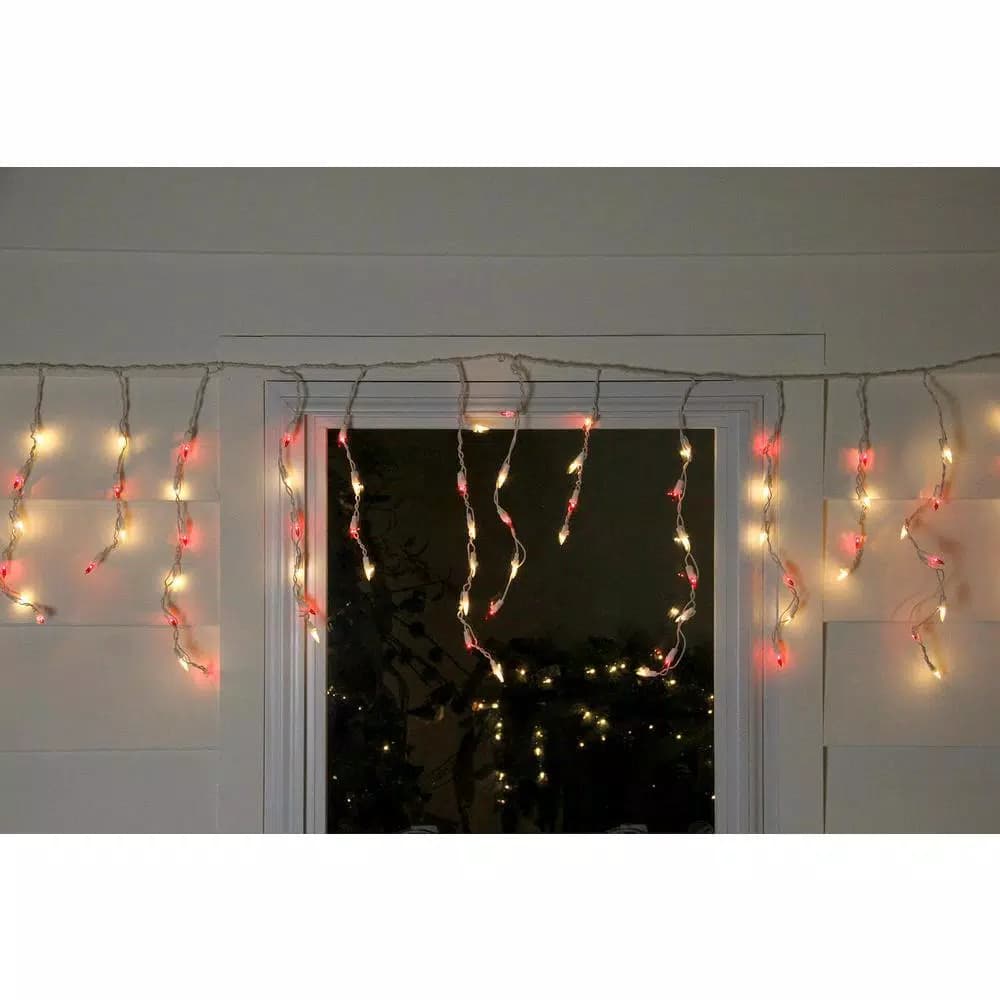 Northlight 10 ft. 150-Light Red and Clear Mini Icicle Lights with White Wire