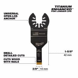 Milwaukee OPEN-LOK 3/8 in. Titanium Bi-Metal Universal Oscillating Multi-Tool Blade thumbnail 3